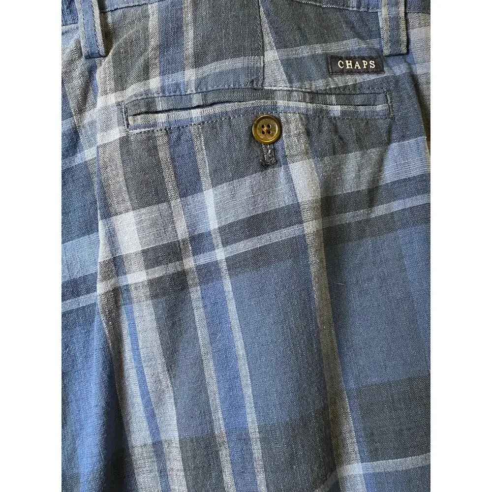 Chaps Deep Water Blue Plaid 100% Cotton Shorts 9-inch Inseam Men's Size 40 NWT